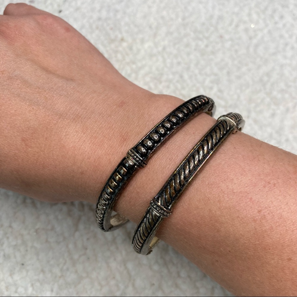 C.C. Boutique Silver-Tone Textured Bypass Bracelets